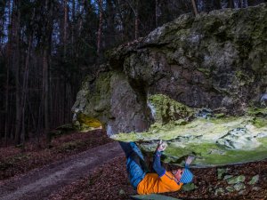 Maik Urbczat in "Unter Dach und Fach" bouldering in franconia